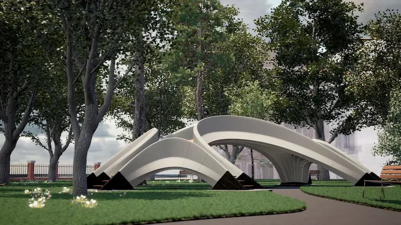 Il primo ponte in cemento stampato in 3D sarà presentato dai designer alla Biennale di Architettura 2021 a Venezia